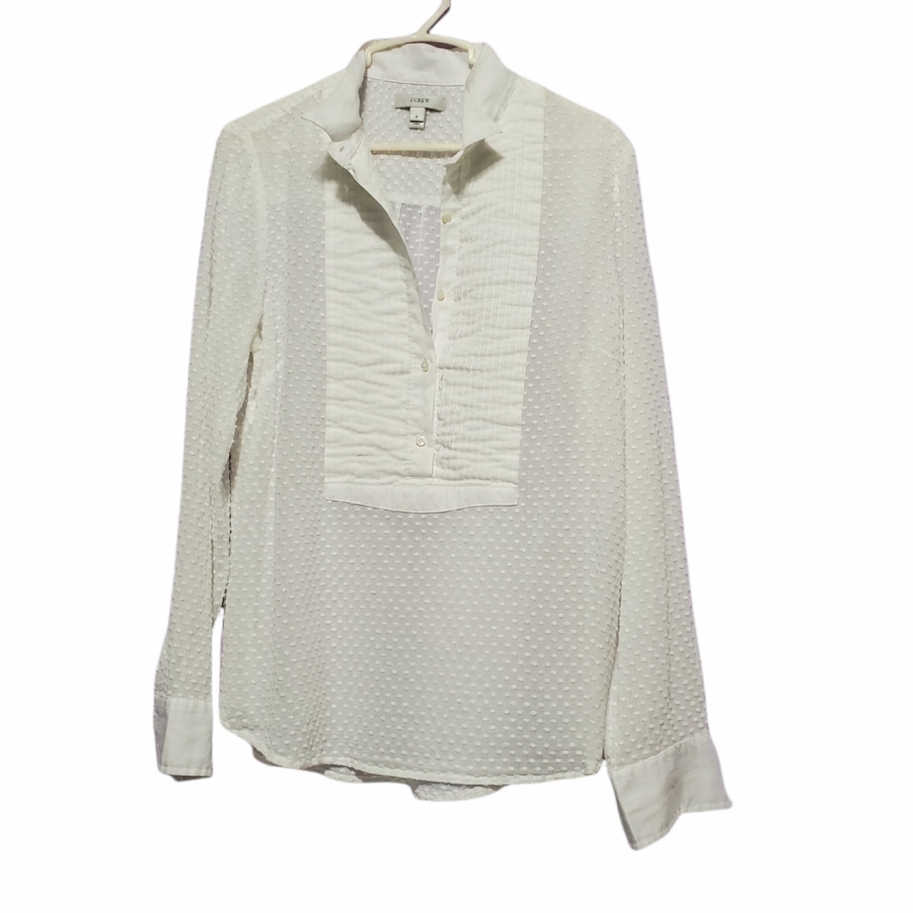 J Crew sheer tuxedo long sleeve top